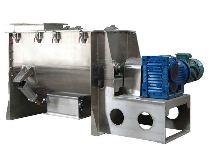 Horizontal screw belt mixer